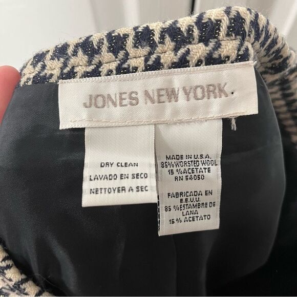 Jones New York Vintage Houndstooth Pencil Skirt Classic Career Tan Brown - Picture 5 of 5